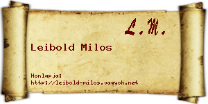 Leibold Milos névjegykártya